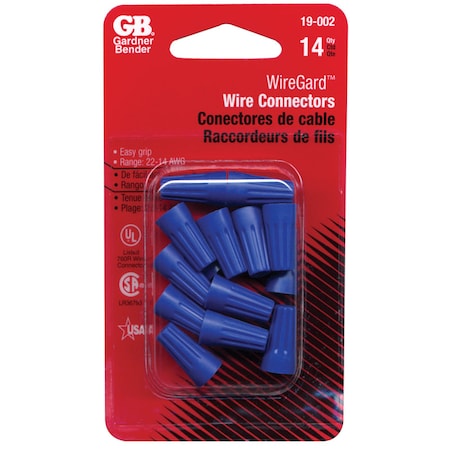 Wiregard Gardner Bender WingGard 22-16 Ga. Copper Wire Wire Connector Blue 14 pk 19-002